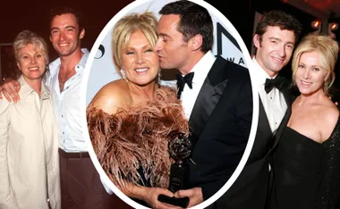 Couple at various events, smiling and embracing; one image shows a person holding a Tony Award.