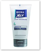 Nivea Men Sensitive Face Wash tube with blue cap, designed for gentle cleansing.