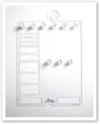 Transparent acrylic storage board with hooks and slots, designed for organizing small items.