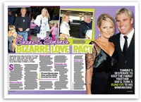 Shane and Simone smiling together at an event, with smaller candid photos and text describing their relationship.