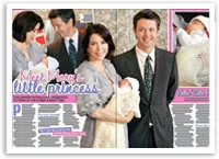 Royal couple poses with newborn in a magazine spread titled "Meet Mary's Little Princess."