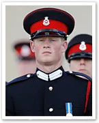 Ceremonial guardsman in uniform, wearing a black hat with a red band, standing at attention.