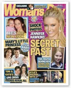 Cover of Woman's Day magazine featuring Jennifer Hawkins with headlines about her past and other celebrity stories.