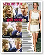 Jemima and Shane pictured interacting closely at an event, with magazine text and headlines highlighting their connection.