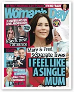 Mary holding a baby on Woman's Day cover with headlines about her feeling like a single mother.