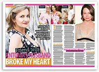 Magazine article titled "Antonia's Husband Broke My Heart" featuring a woman in a patterned dress and small inset images.