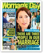 Woman's Day cover featuring a woman with headline about marriage issues, exclusive stories, and vibrant design elements.