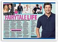 Patrick's fairytale life magazine spread with photos of him and family, featuring text discussing his life and career.