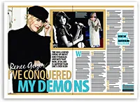 Renee Geyer feature with photos and text about her career and personal challenges on a magazine spread.