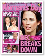 "Magazine cover featuring Bec Cartwright with headline 'Bec Breaks Down' and smaller images of celebrity stories."