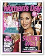 Magazine cover featuring Megan Gale, headline on her secret past, with other celebrity images and stories.
