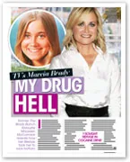 "Magazine cover featuring 'TV's Marcia Brady' with headline 'My Drug Hell' and images of a young and older woman."
