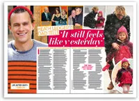 Heath Ledger feature article with photos, including him smiling and family moments in snow, headline "It still feels like yesterday."