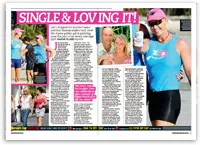 Lisa Curry enjoying active lifestyle, smiling in sportswear, holding drink, and chatting with friends outdoors.