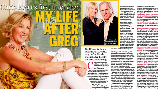Chris Evert’s first interview: My Life after Greg Norman