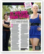 Two women stand outside with a text overlay reading "Memphis is Wilder Than Ever" from a magazine article.