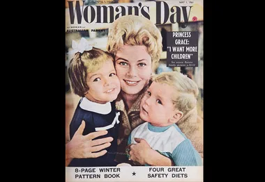 "1961 Woman's Day cover featuring Princess Grace with children, headline about wanting more children."
