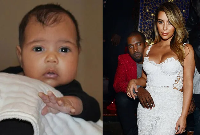 Alt text: "Collage of a baby with dark hair and a couple, man and woman dressed in formal attire at an event."