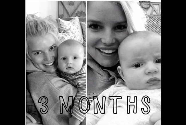 "Smiling woman holding a baby in two side-by-side photos with the text '3 Months' overlayed."