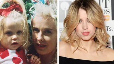 Young child with woman on left; blonde woman at event on right.