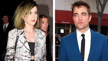 Two individuals dressed stylishly, one in a patterned outfit and the other in a blue suit, at an event.