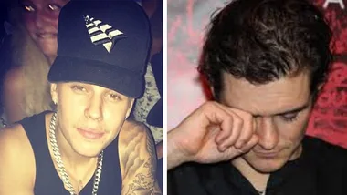 Two side-by-side images: one person in a hat with a relaxed expression, another wiping his eye, appearing distressed.