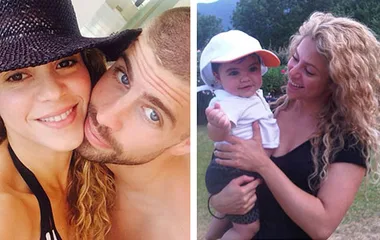 Couple in a close embrace; mother holding toddler outdoors, smiling.