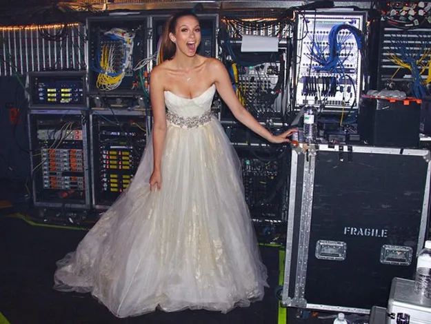 Bride-to-be Ricki-Lee performs in wedding dress on X Factor