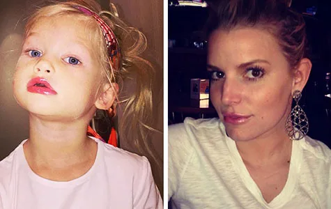 Jessica Simpson’s daughter tries mummy’s make-up