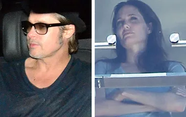 Brad and Ange arriving in Sydney for the "Unbroken" premiere, both appearing relaxed and casual.
