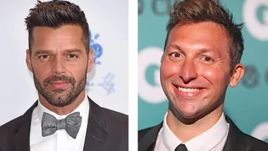 Two men in formal attire at different events, both smiling at the camera.