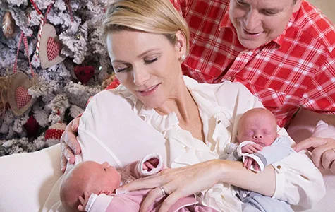 Princess Charlene, Prince Albert and their twins.