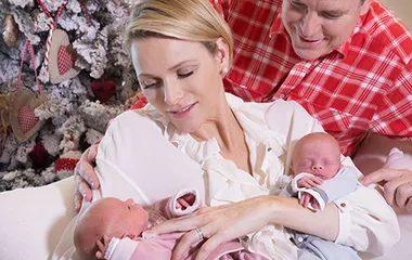Princess Charlene, Prince Albert and their twins.