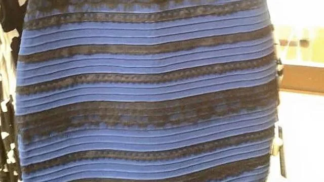 blue black white gold colour dress