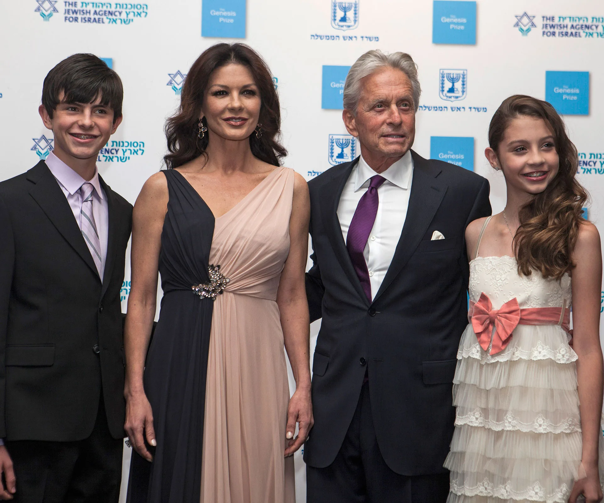 Catherine Zeta-Jones and Michael Douglas with their kids in Israel