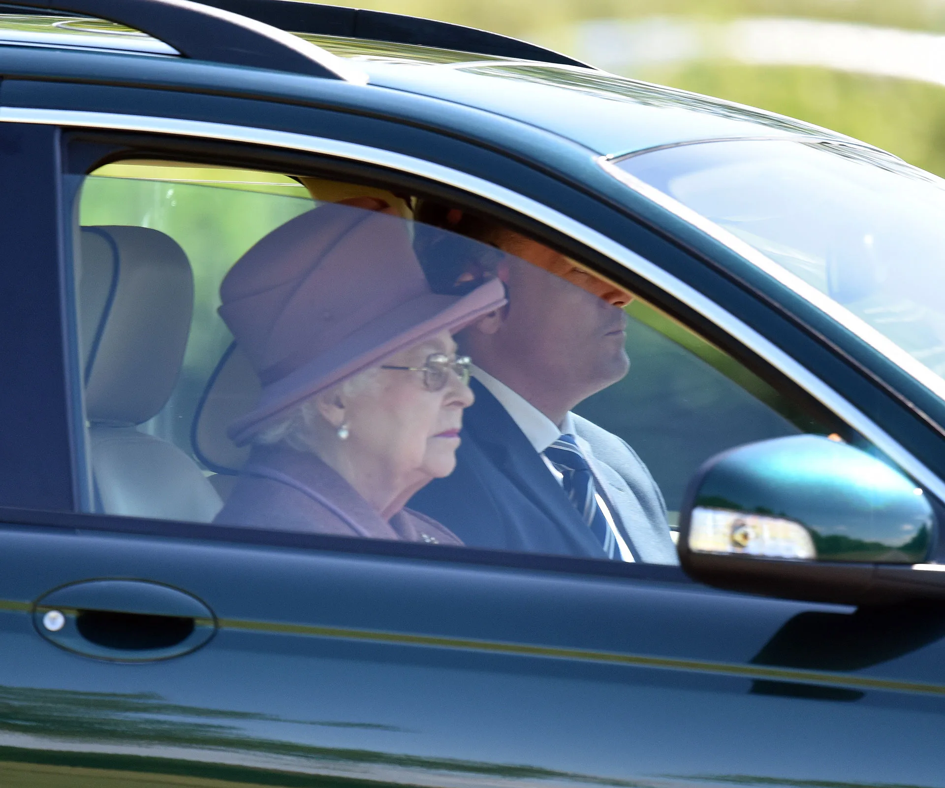 The Queen driving to church at Windsor