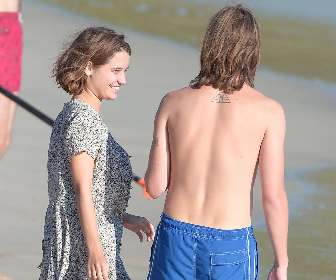 Tigerlily Hutchence cosies up with her boyfriend.