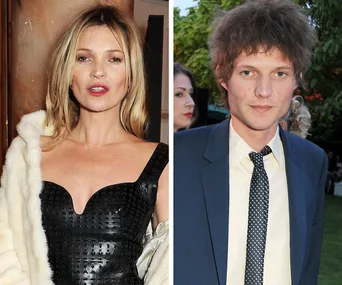 Kate Moss in a black dress and Nikolai von Bismarck in a suit, attending a formal event.