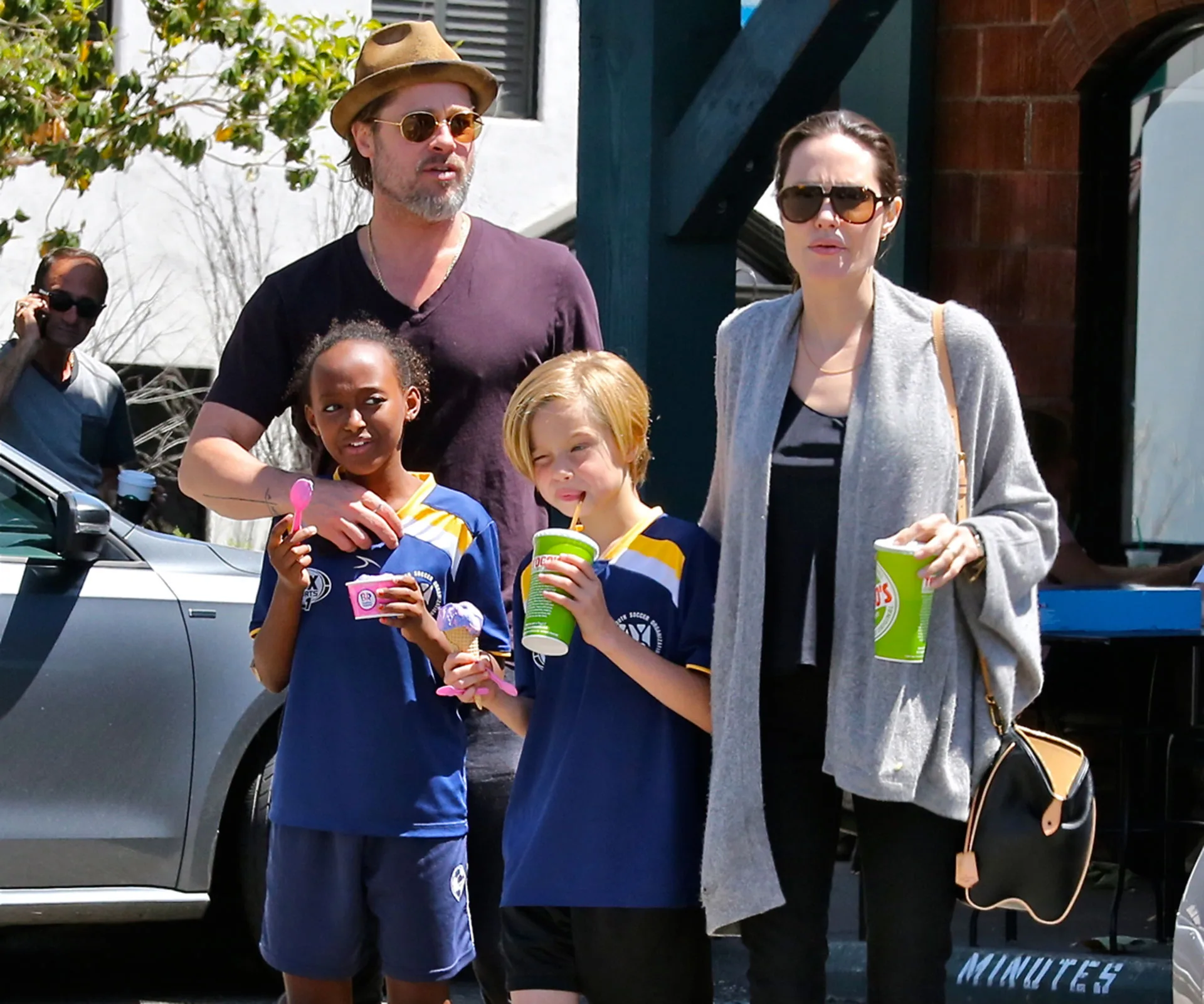 Brad Pitt and Angelina Jolie with their kids