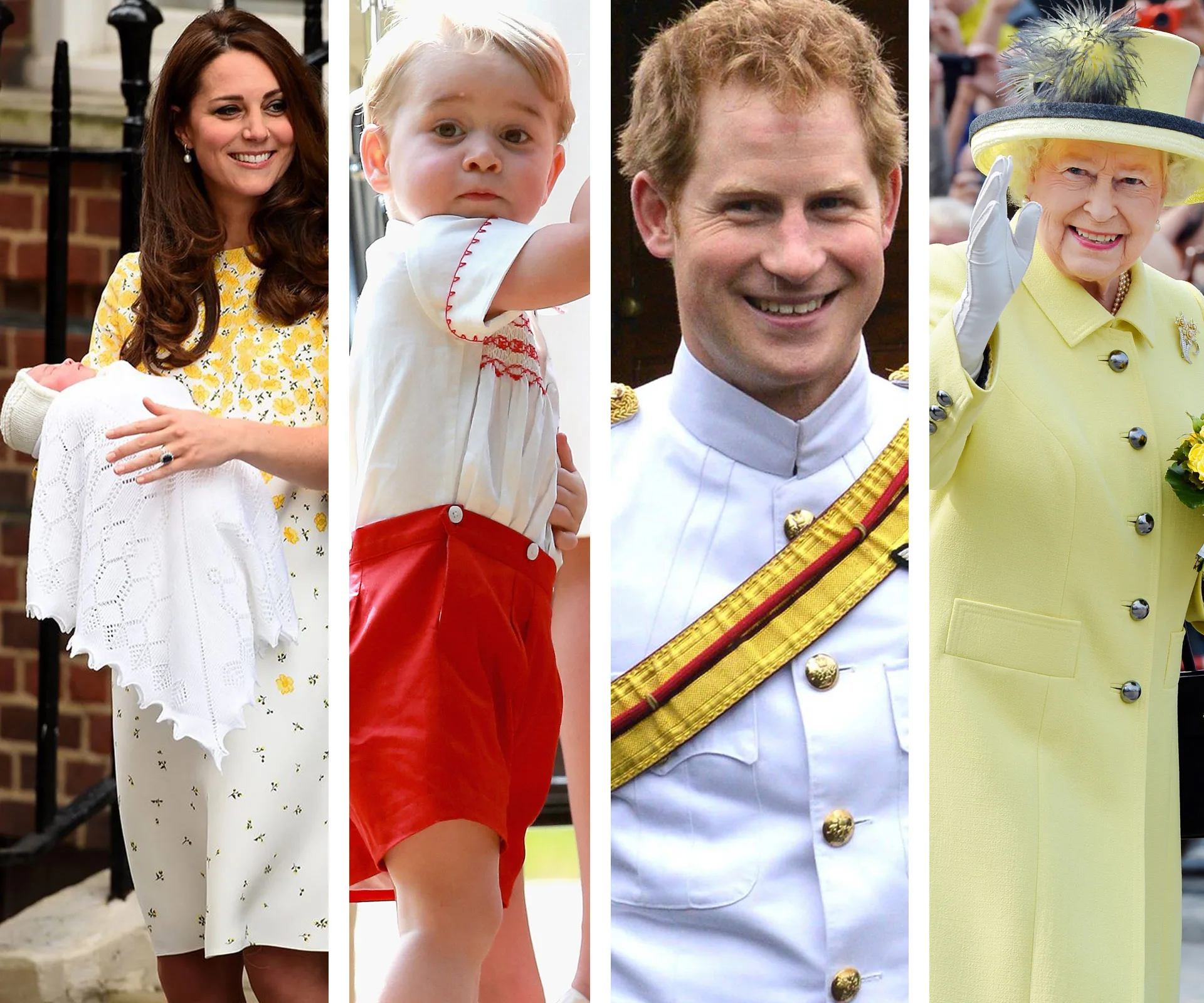 Duchess Catherine, Prince George, Prince Harry, Queen Elizabeth