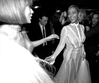 Beyonce and Taylor Swift share a dreamy moment at the 58th Annual Grammy Awards. 