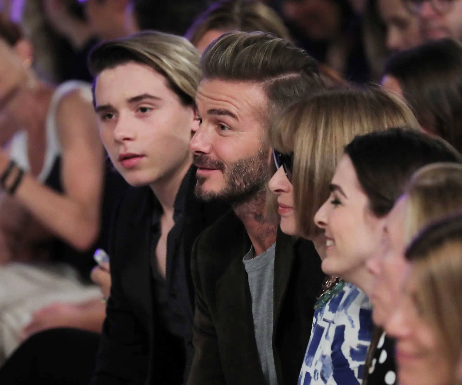 David Beckham, Brooklyn Beckham and Anna Wintour