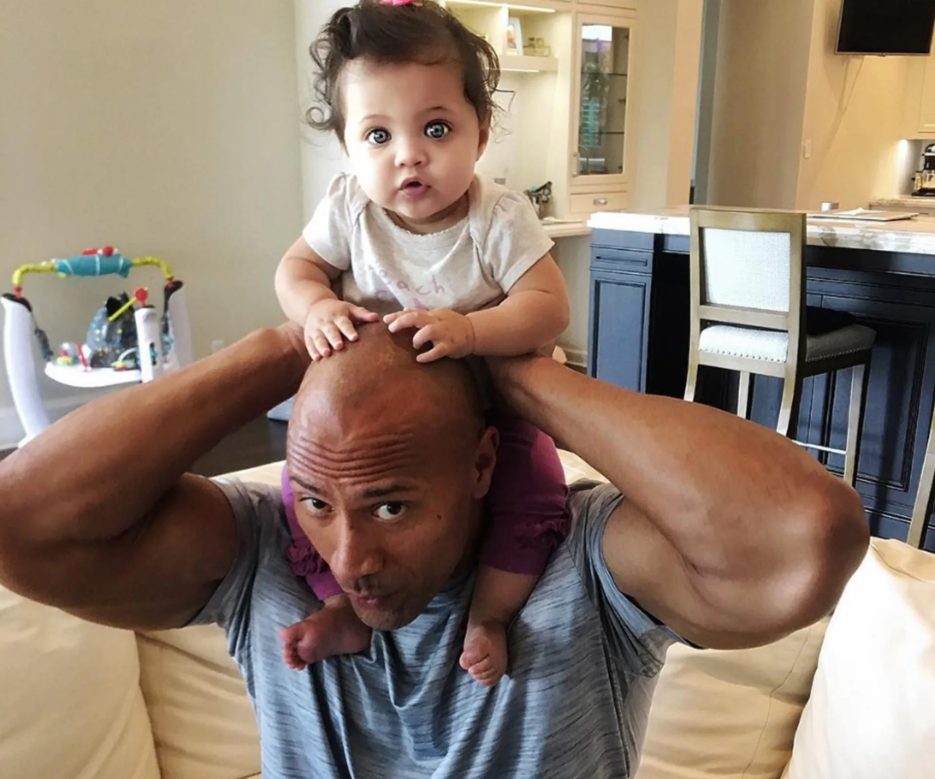 Dwayne Johnson and baby Jasmine