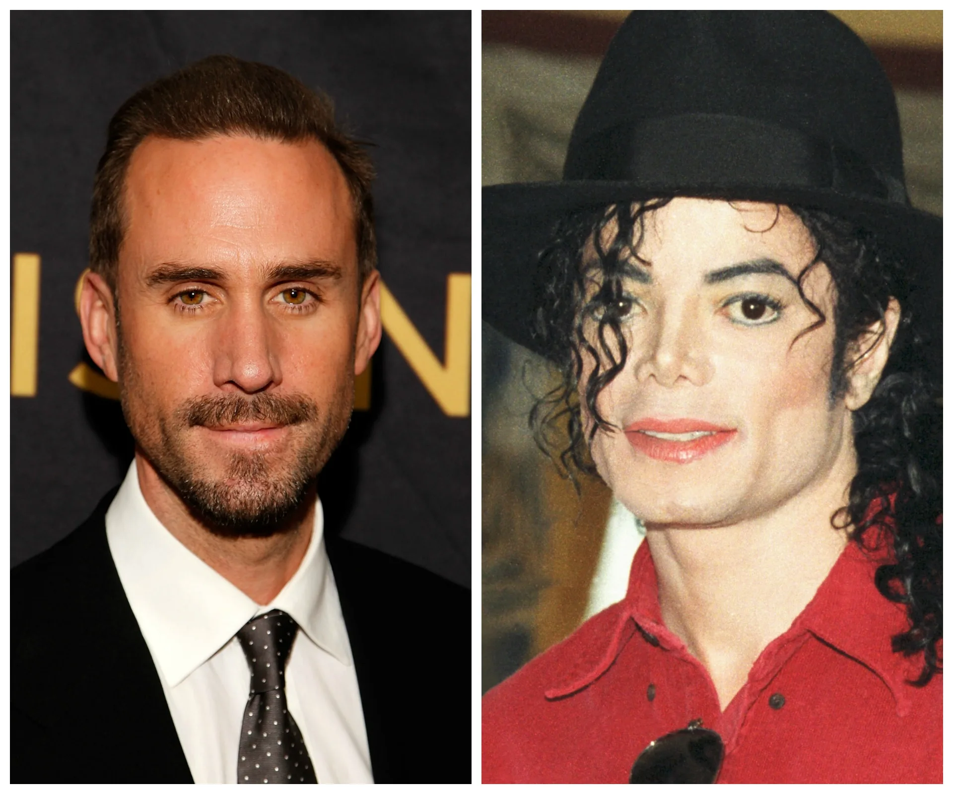Two side-by-side portraits of different men with short hair and facial hair.