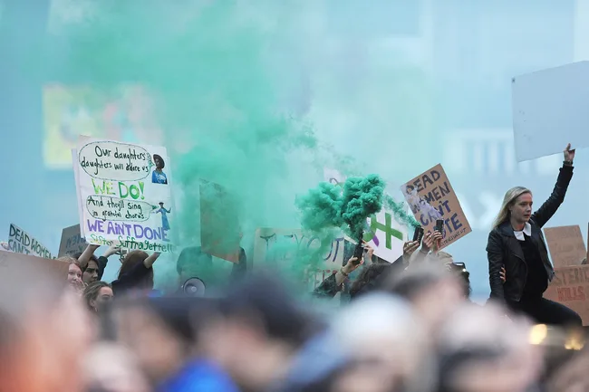Dv Protest Domestic violence protestors invade Suffragette premiere