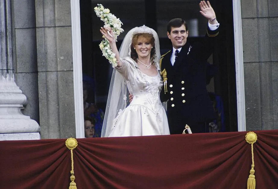 Sarah Ferguson and Prince Andrew on their wedding day