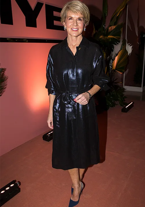 julie bishop blue dress Dress code debate rages as Julie Bishop wears a short-sleeved outfit