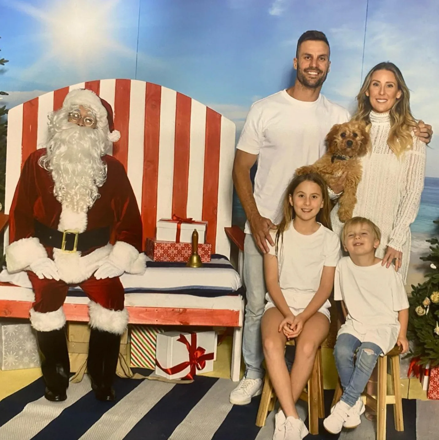 Beau Ryan with his wife Kara Orrell and family including his two children - one son and one daughter.