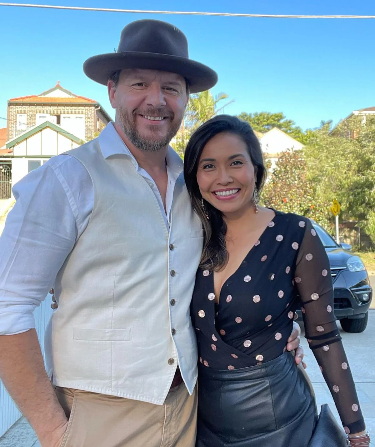 Manu Fieldel with his wife.