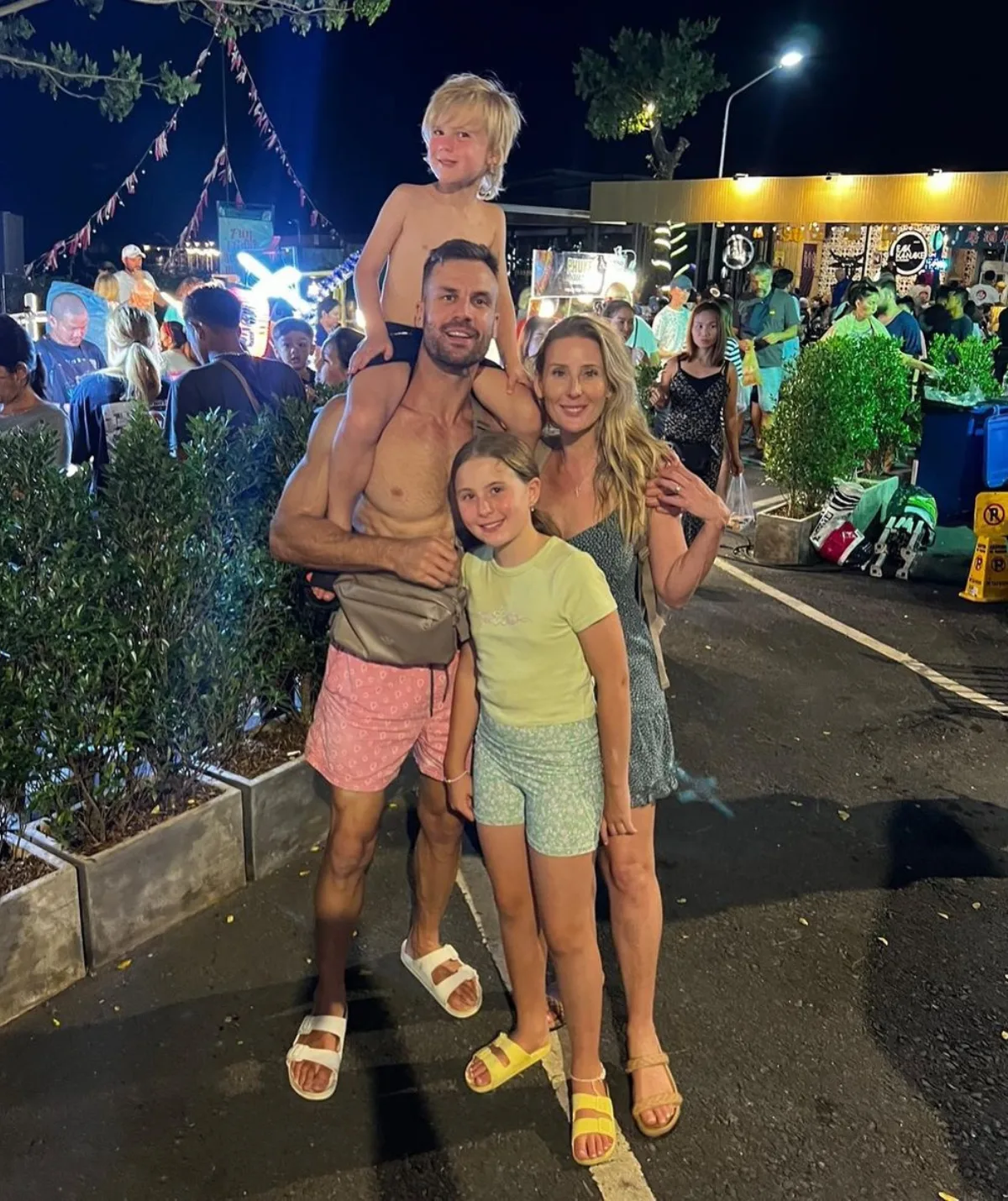 Beau Ryan with his wife Kara Orrell and family including his two children - one son and one daughter.